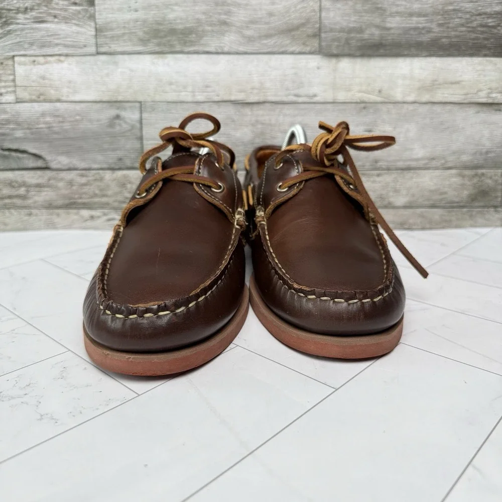 Allen Edmonds Force 10 Boat Shoes Men's Size 9.5 D Loafer Brown Mahogany Leather